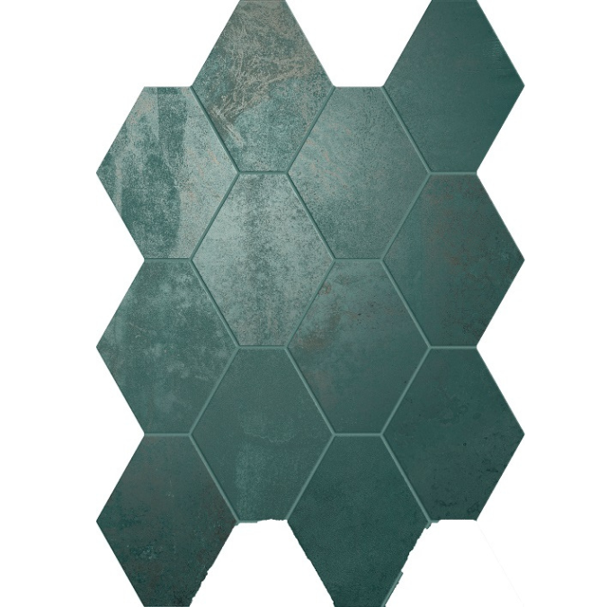 4 x 4 Oxid Emerald Rectified Porcelain hexagon